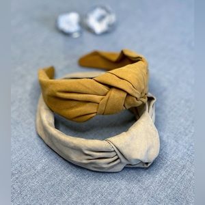 ❌SOLD❌ Anthropologie Taupe & Yellow Suede Knotted Headbands